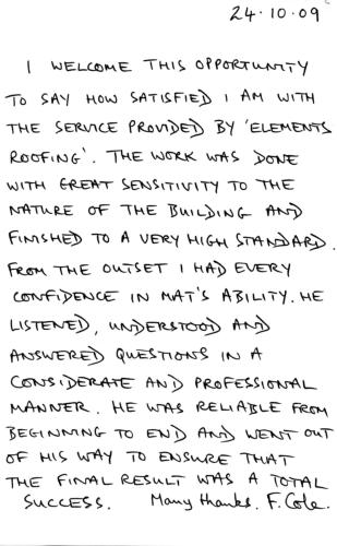 roofing work letter